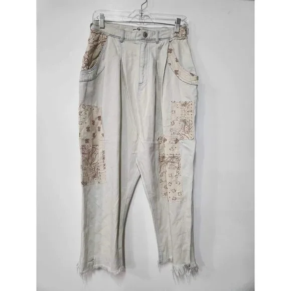 Free People North Star Patched Harem Jeans Size 26 - Picture 5 of 7